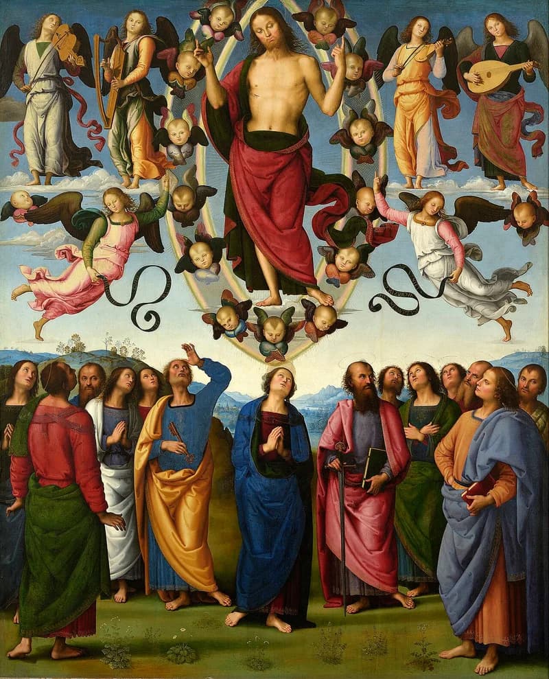 L'Ascension du Christ en présence de la Vierge et des apôtres (du Polyptyque de Saint-Pierre de Pérouse)
