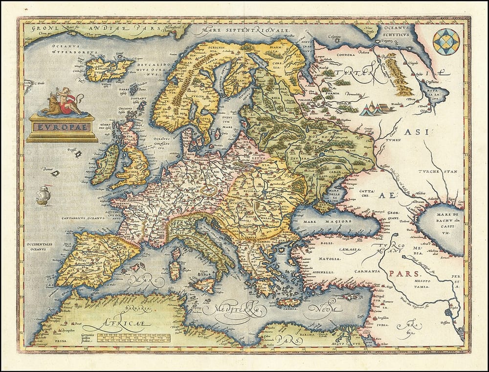 Carte d’Europe, Theatrum Orbis Terrarum d’Abraham Ortelius