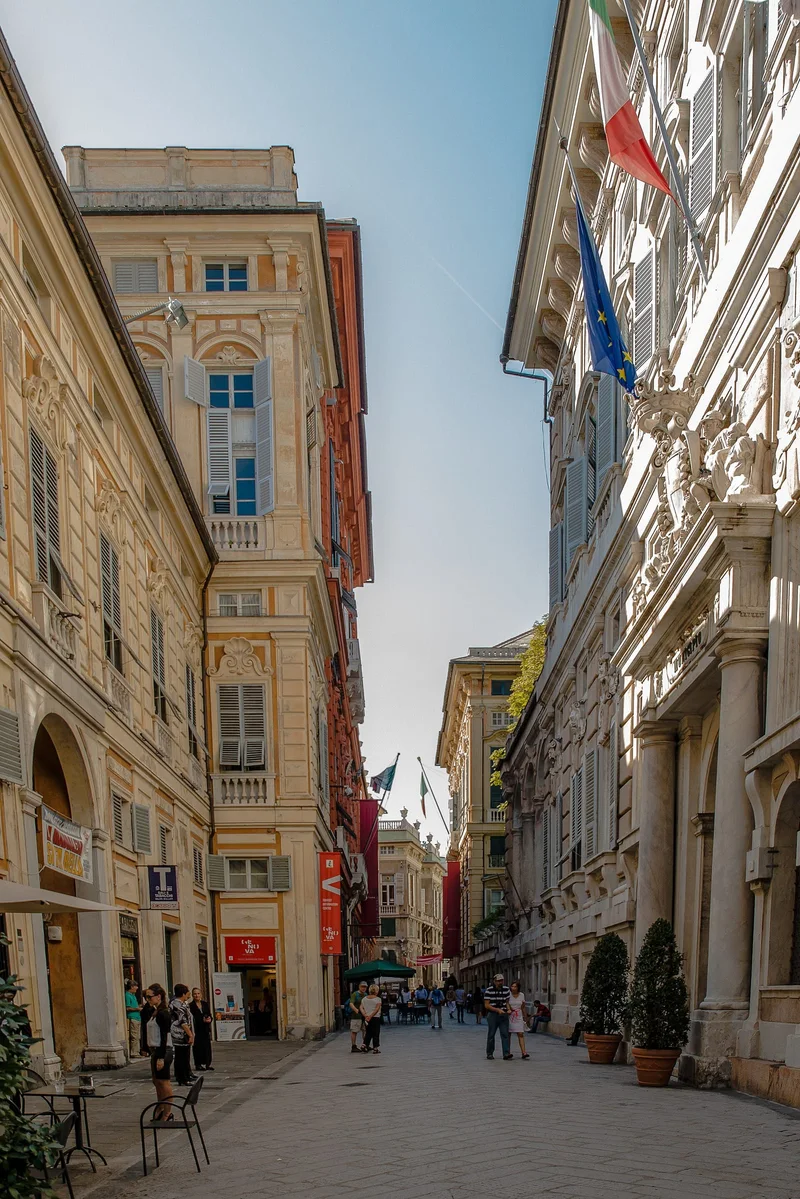 Vue de La Strada Nuova et les Palazzi dei Rolli à Gênes