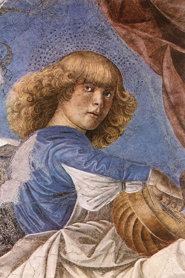 Anges musiciens et têtes d'Apôtres (fragments de l'Ascension du Christ)