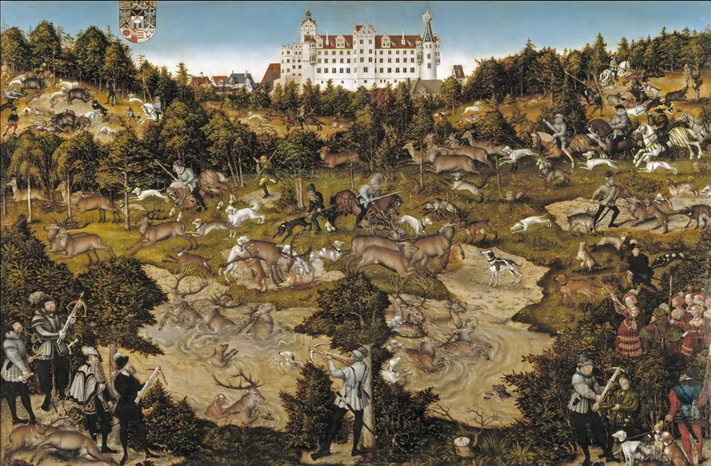 Chasse au cerf au château de Torgau (en l'honneur de Charles Quint)