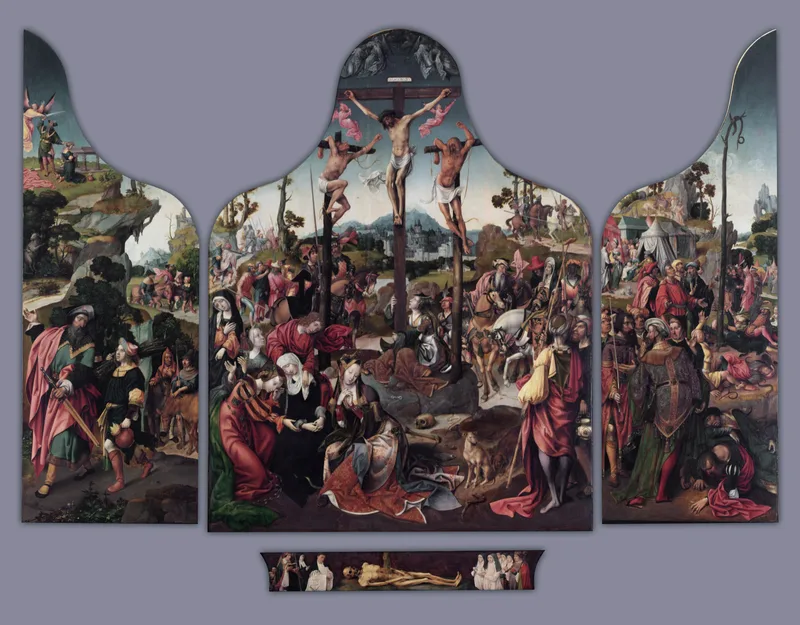 Le Christ en croix avec des saints