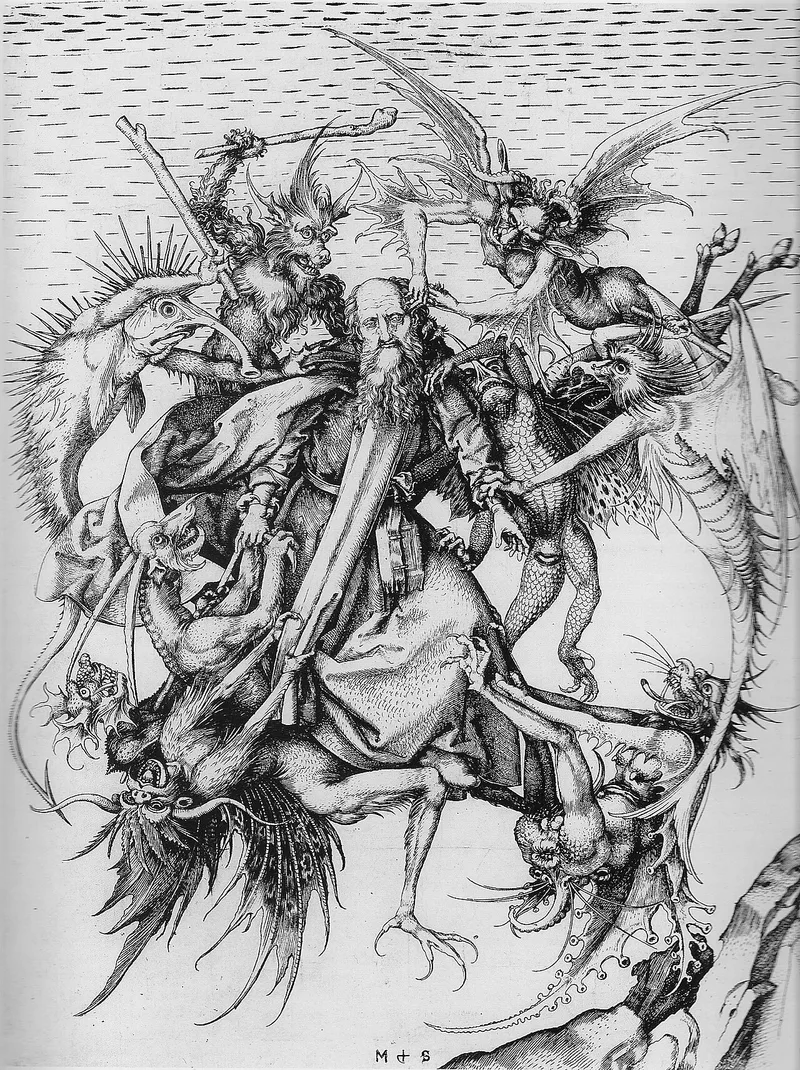 La Tentation de saint Antoine (gravure au burin)