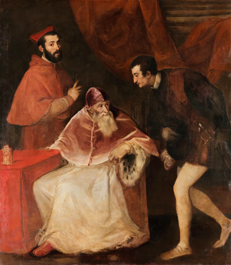 Paul III et ses petits-fils (Alexandre et Octave Farnèse)