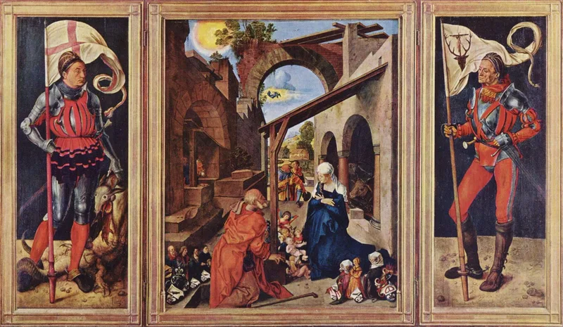 Retable Paumgartner (Nativité, st Georges, st Eustache)