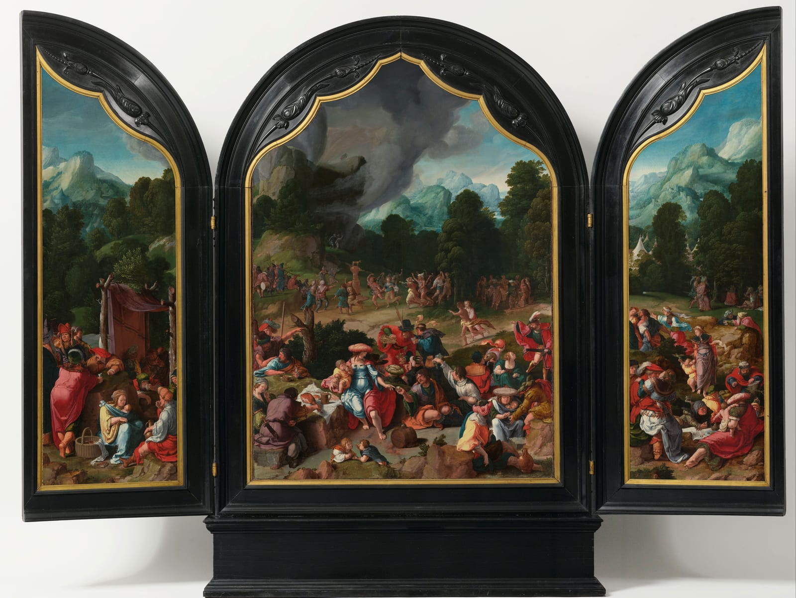 De aanbidding van het gouden kalf van Lucas van Leyden
