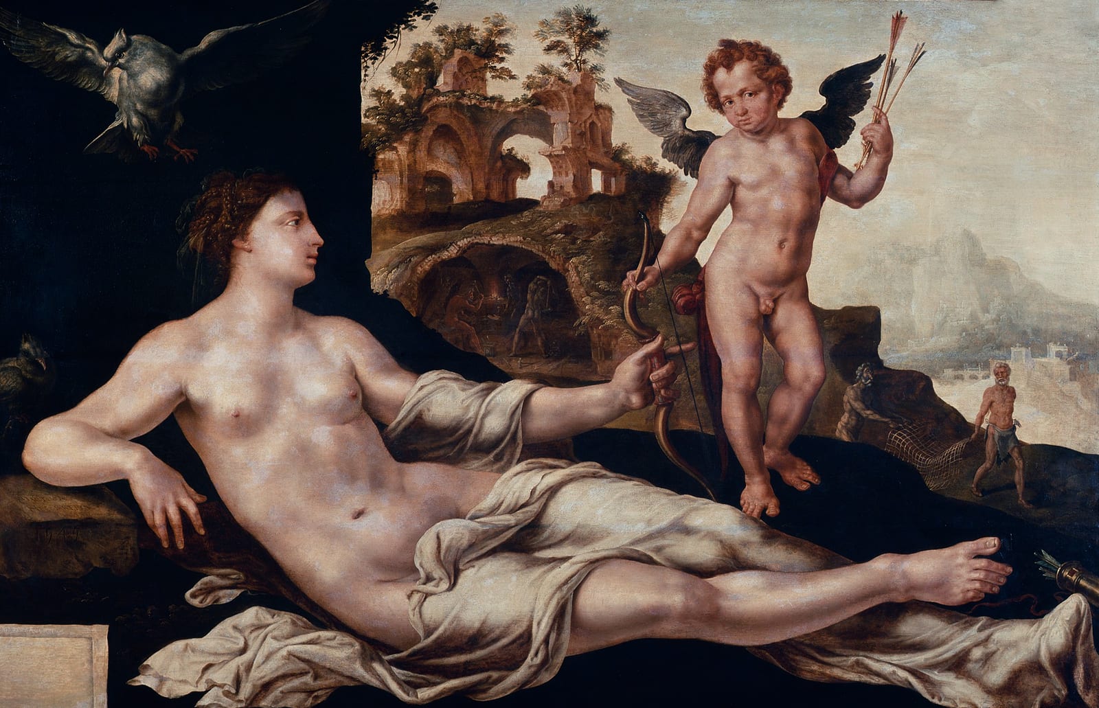 Venus en Amor — Maarten van Heemskerck, 1545