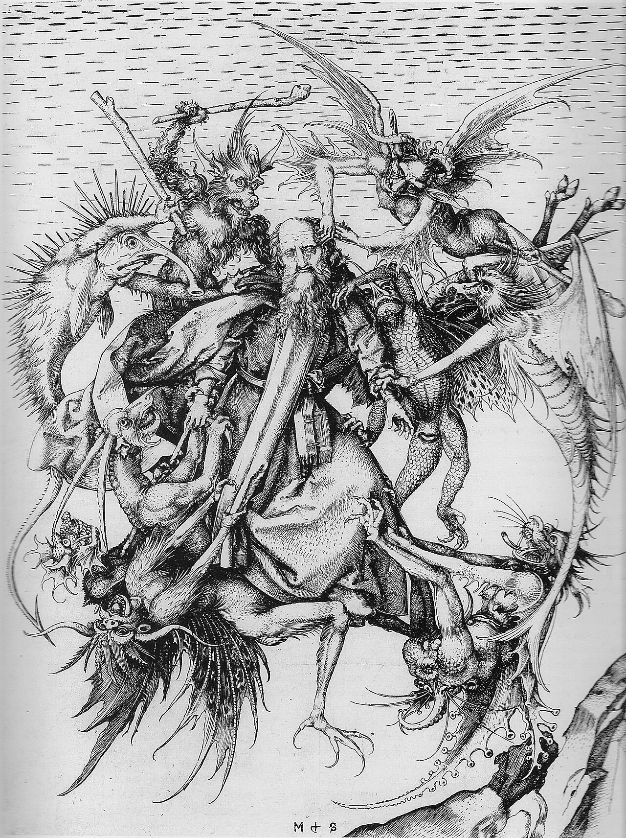 La Tentation de saint Antoine (gravure au burin)